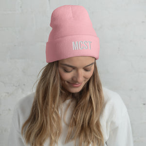 Cuffed Beanie- 3D Puff White