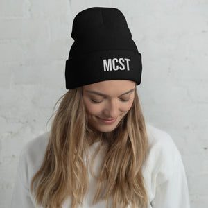 Cuffed Beanie- 3D Puff White